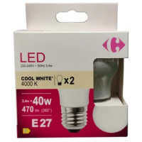 Carrefour 2 led tort con filamenti 40W, attacco E27, luce calda