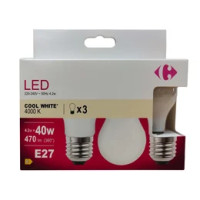 Carrefour 3 led sferica 40W, attacco E27, luce fredda