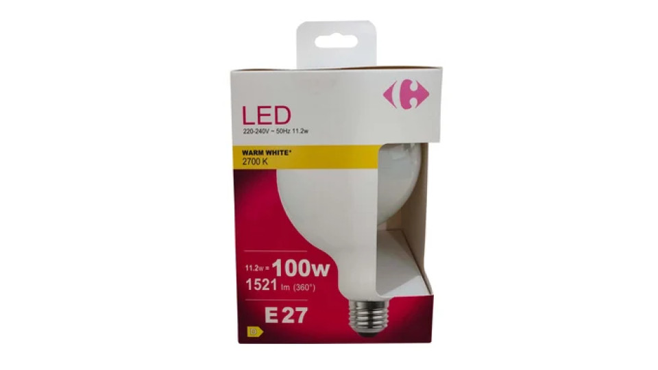Carrefour Led Globo smerigliata 100W, attacco E27, luce calda