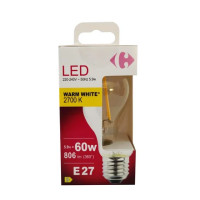 Carrefour Led goccia con filamenti 60W, attacco E27, luce calda