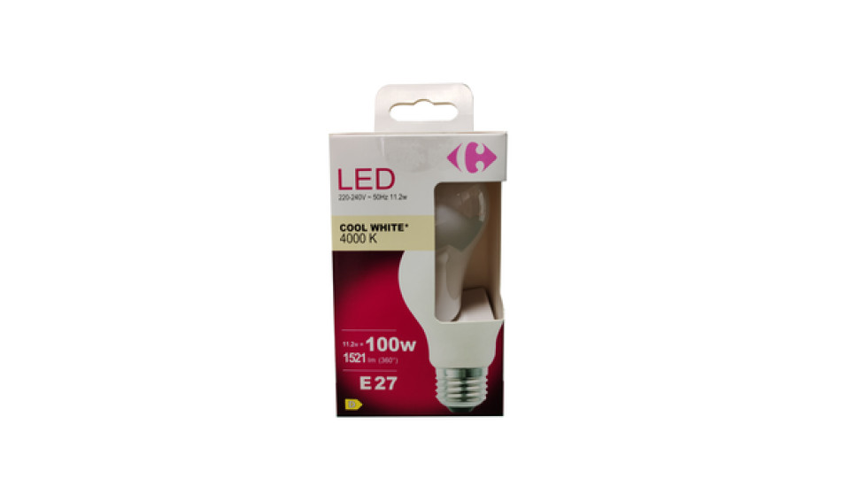 Carrefour Led goccia smerigliata 100W, attacco E27, luce fredda