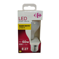 Carrefour Led goccia smerigliata 60W, attacco E27, luce calda