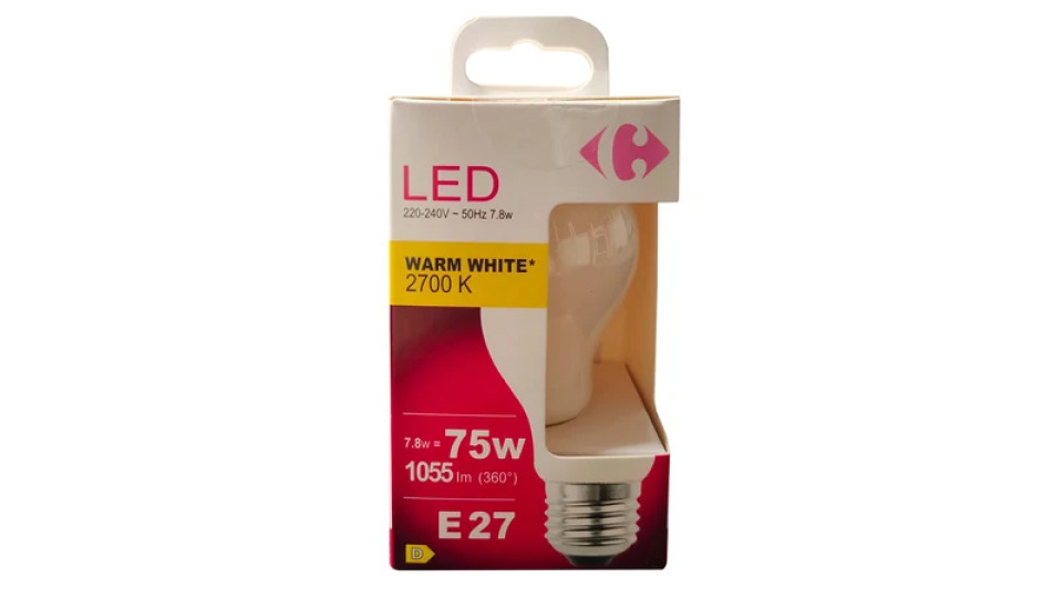 Carrefour Led goccia smerigliata 75W, attacco E27, luce fredda