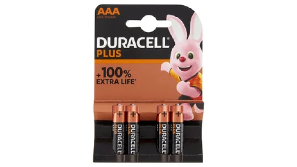 Duracell Plus AAA Batterie Ministilo Alcaline 1.5V LR03 MN2400 confezione da 4 Pile Duracell
