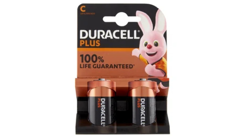 Duracell Plus C Batterie Mezza-Torcia Alcaline 1.5V LR14 MX1400 confezione da 2 Pile Duracell