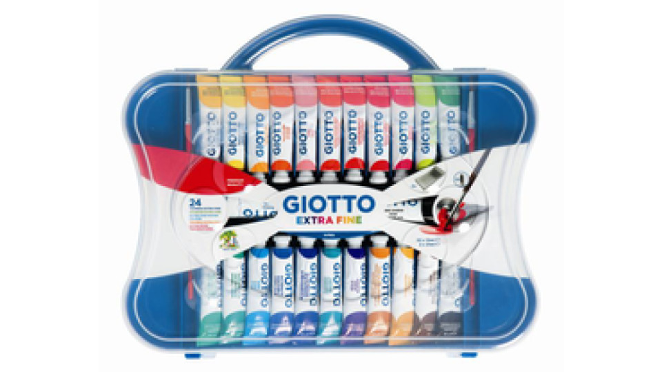 F.I.L.A. Valigetta 24 Tubi Tempera Giotto - Contiene 22 Tubetti Colore Da 12Ml, 2 Tubetti Bianco/Nero Da 21Ml E 2 Pennelli