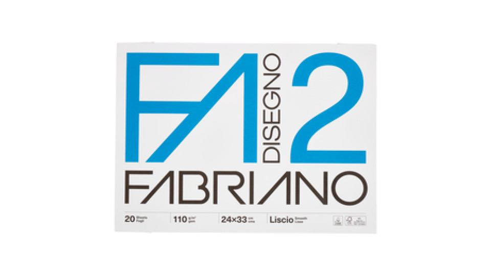 Fabriano Disegno 2 110 g/m² 24x33 cm Liscio 20 Fogli