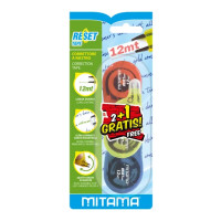 Mitama Correttore a Nastro Reset pz. 2+1 omaggio nastro di correzione 12 m Multicolore 3 pz