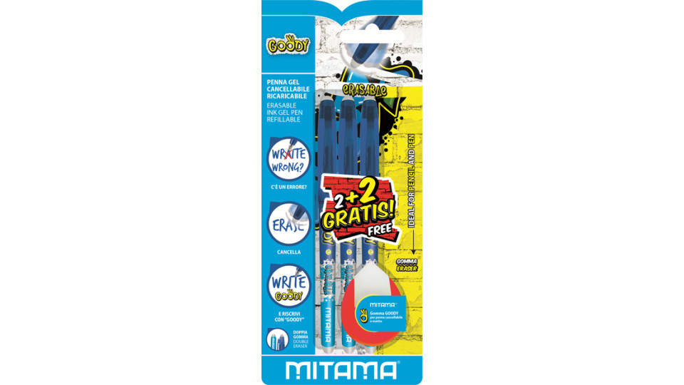 Mitama Penna Cancellabile Blu Goody 2pz Penna in gel con cappuccio