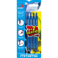 Mitama Penna Scatto Speed 3 Blu Punta 0.7 pz.2 Penna a sfera retrattile a clip Medio 4 pz