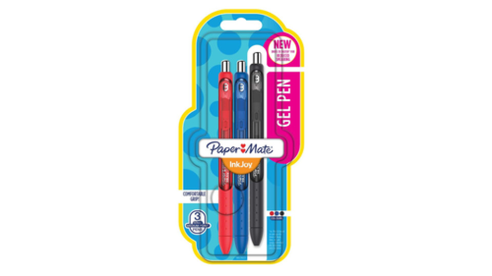 Papermate InkJoy Gel Penna in gel retrattile Medio Nero, Blu, Rosso 3 pz