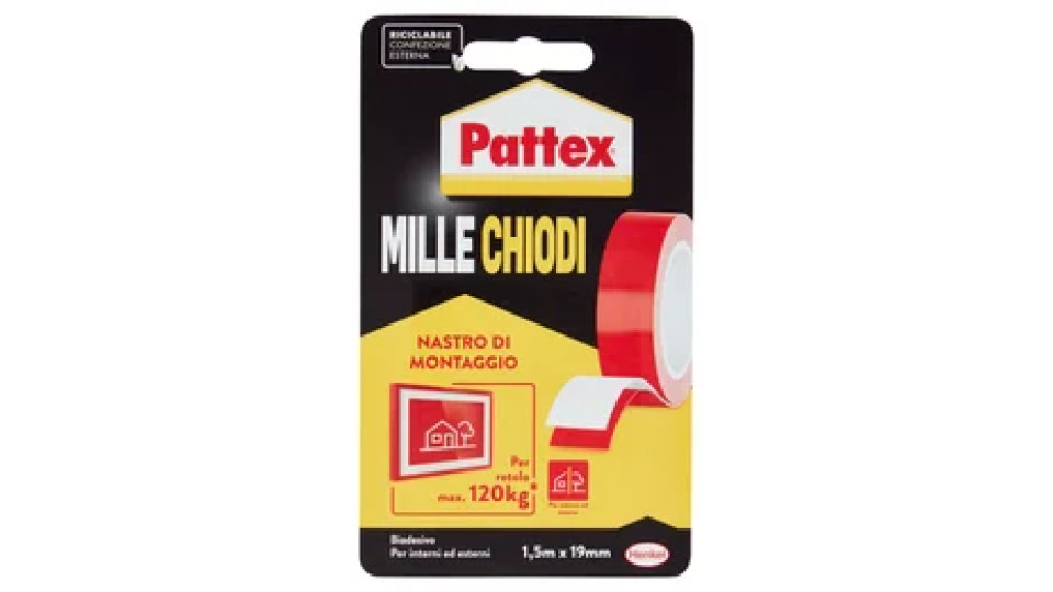 PATTEX Millechiodi Nastro biadesivo 19mmx1,5m