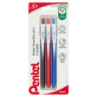 Pentel Roller EnerGel Slim a scatto 0.7 mm 3 pz (nero/rosso/blu)