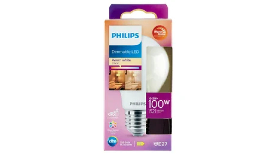 Philips Dimmable Led goccia 100W E27 2200-2700K dim warm glow