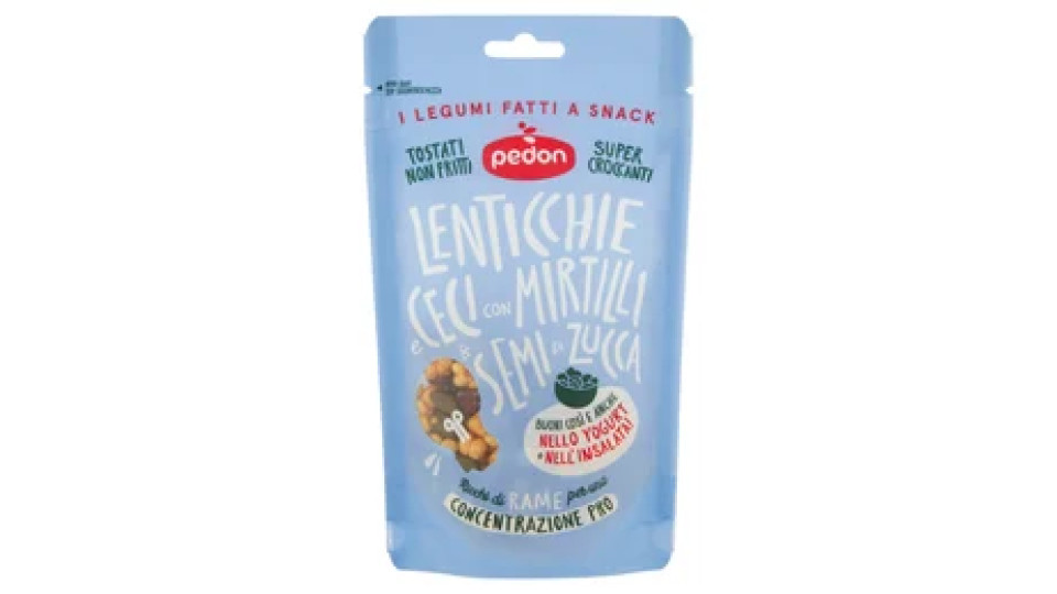 pedon I Legumi Fatti a Snack Lenticchie e Ceci con Mirtilli & Semi di Zucca 90 g