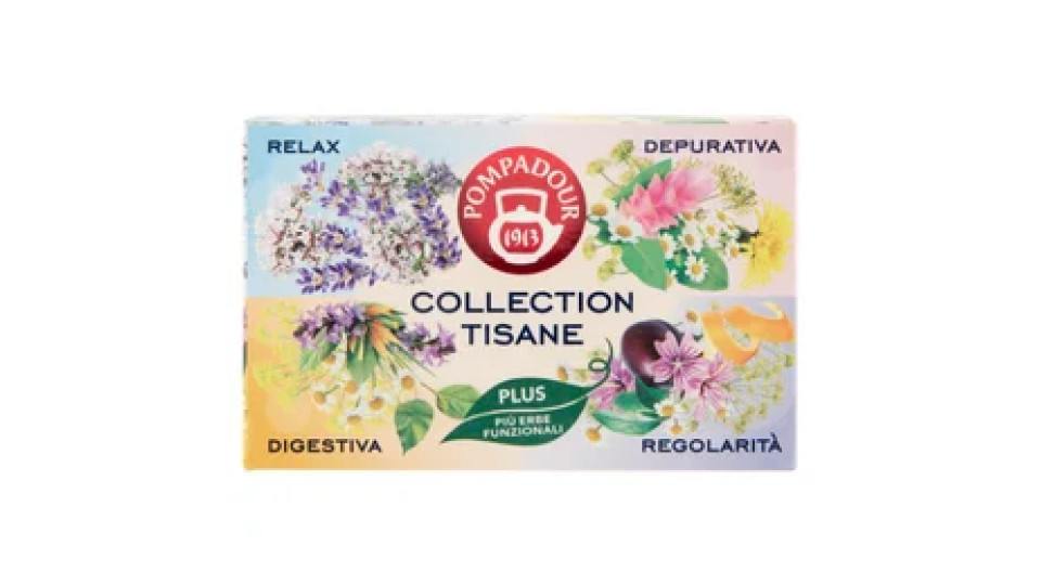Pompadour Collection Tisane Plus Relax - Depurativa - Digestiva - Regolarità 16 x 2,2 g