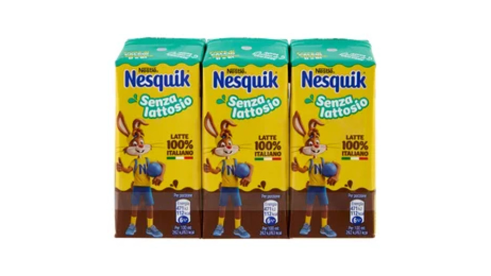 NESQUIK Pronto da Bere Senza Lattosio Latte e Cacao 3 Brick da 180ml