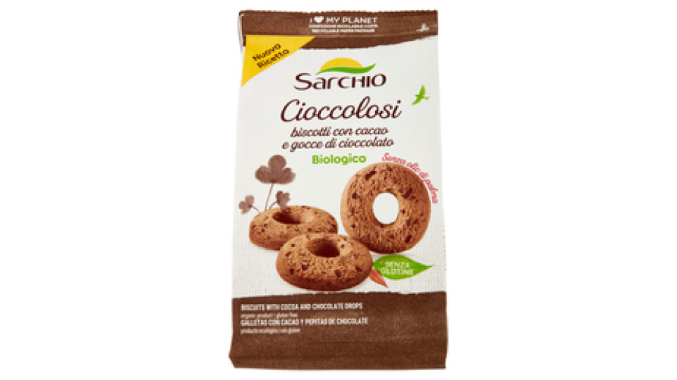 Sarchio Cioccolosi biscotti con cacao e gocce di cioccolato Biologico 200 g