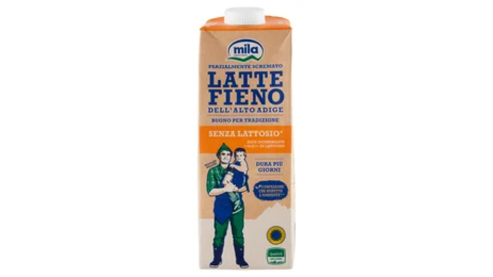 mila Latte Fieno dell'Alto Adige Parzialmente Scremato Senza Lattosio* 1000 ml