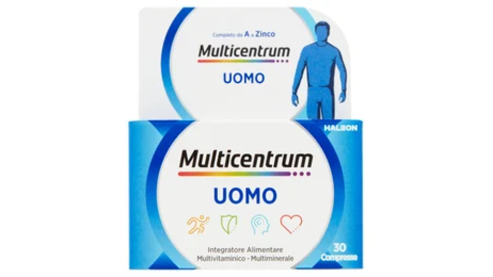 Multicentrum Uomo Vitamina B, D, Magnesio Integratore Multivitaminico Completo 30 cpr 39 g