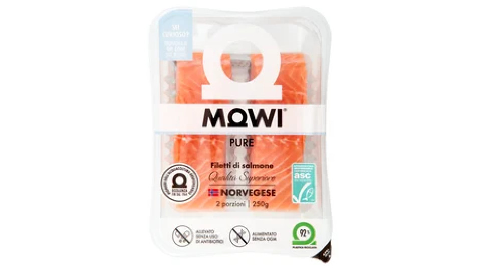 Mowi Pure Filetti di salmone Norvegese Qualità Superiore 250 g