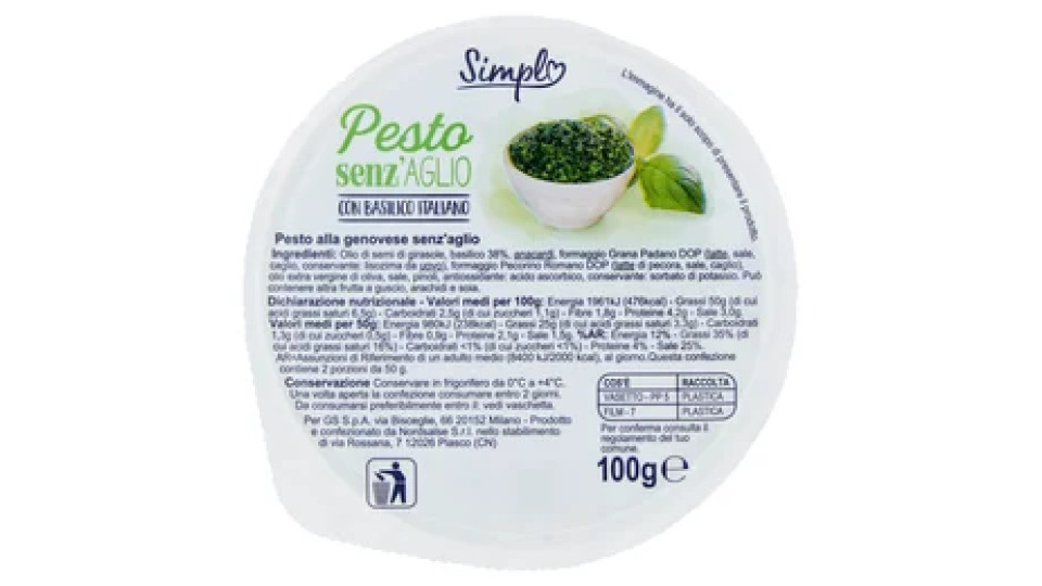 Simpl Pesto Senz'Aglio 100 g