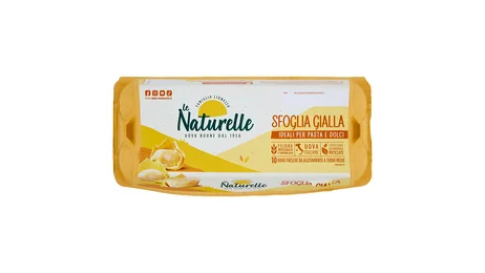 le Naturelle Sfoglia Gialla 10 Uova Fresche da Allevamento a Terra Medie