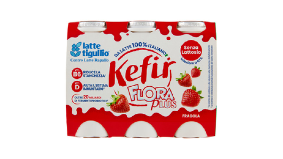 latte tigullio Kefir Flora Plus Fragola Senza Lattosio 6 x 100 g