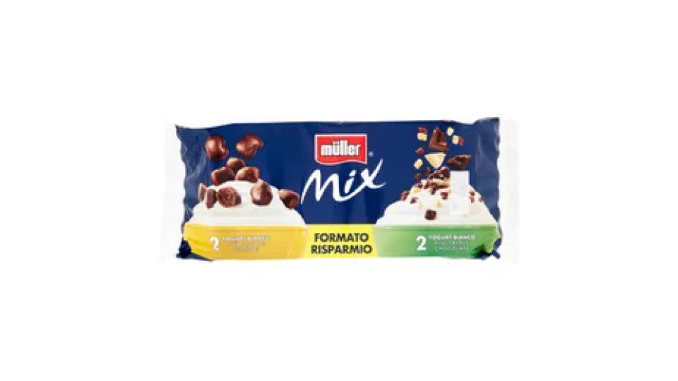 müller Mix 2 Yogurt Bianco Più Choco Pillows + 2 Yogurt Bianco Più Triple Chocolate 4 x 150 g