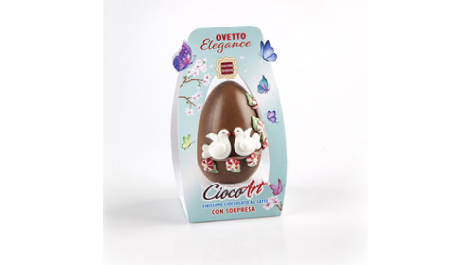 Ovetto elegance cioccolato al latte decorato con gadget 50g