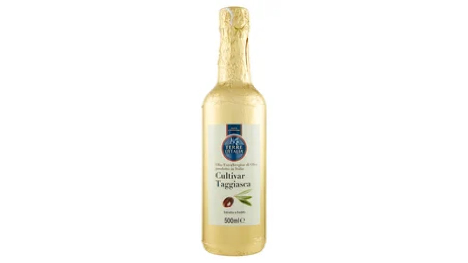 Terre d'Italia Olio Extra Vergine di Oliva prodotto in Italia Cultivar Taggiasca 500 ml