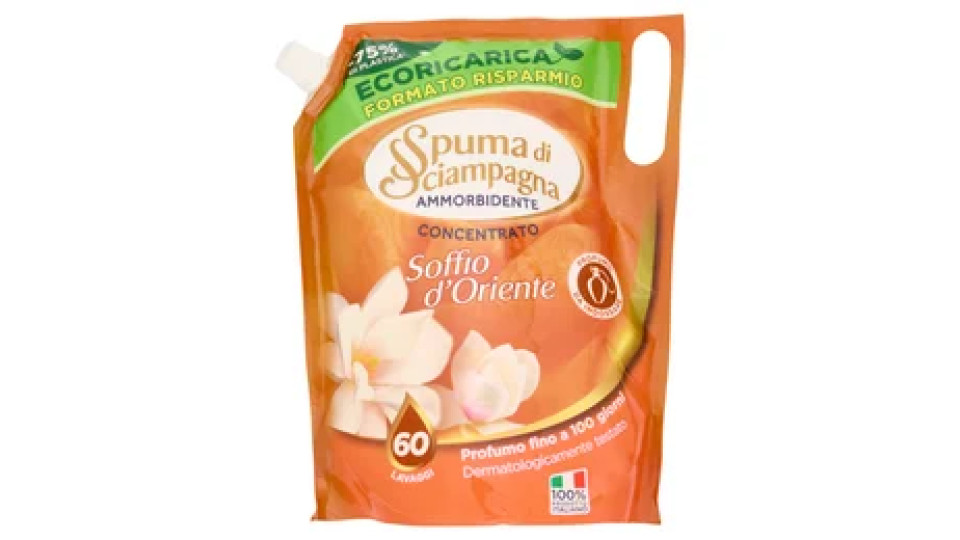 Spuma di Sciampagna Ammorbidente Concentrato Soffio d'Oriente Ecoricarica 1200 ml