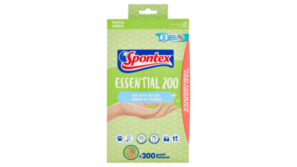 Spontex Guanti Usa&Getta Essential x200 Tg Unica