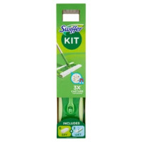 Swiffer Starter Kit Preassemblato-Scopa con 1Manico+8Panni Catturapolvere+3Panni Umidi Lavapavimenti