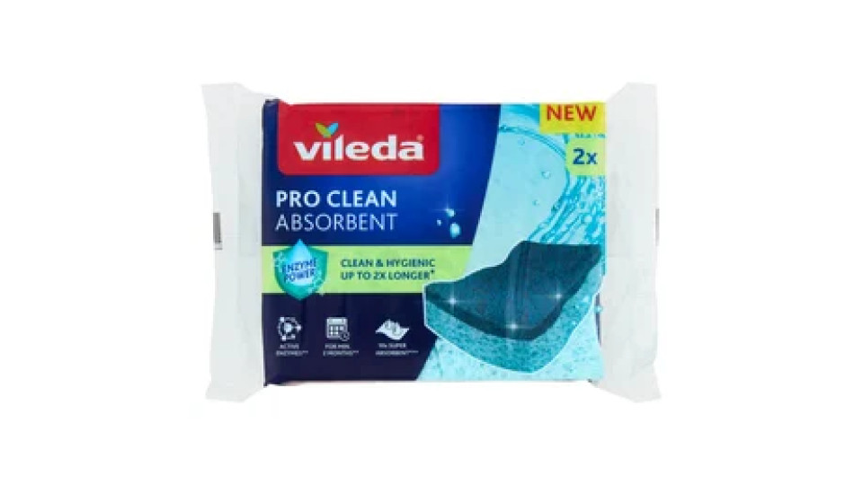 Vileda Pro Clean Absorbent Spugna Abrasiva 2 pz