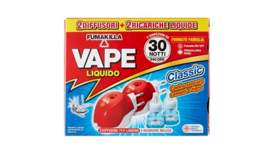 VAPE 2 Elettroemanatori Liquido Classic + 2 Ricariche da 15 ml