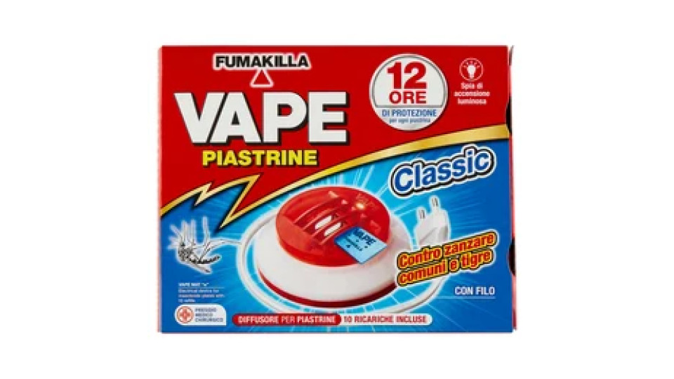 VAPE Elettroemanatore Piastrine Classic con Filo + 10 Ricariche