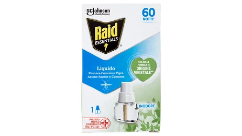 Raid Essentials Liquido Ricarica 60 notti 36 ml