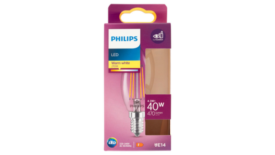Philips Led candela filamento 40W E14 2700K
