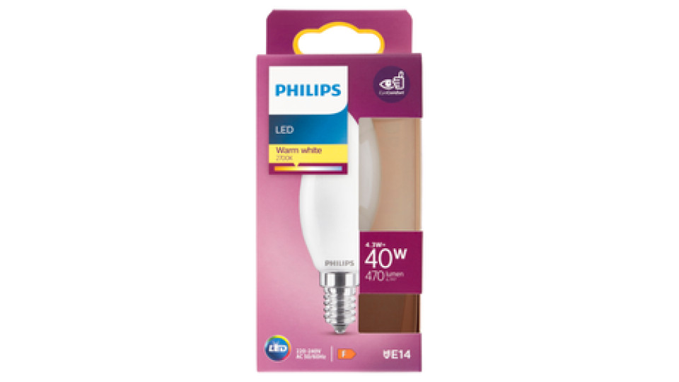 Philips Led candela vetro 40W E14 2700K
