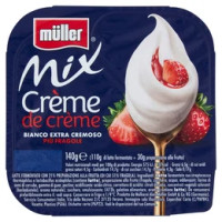 müller Mix Crème de crème Bianco Extra Cremoso Più Fragole 140 g