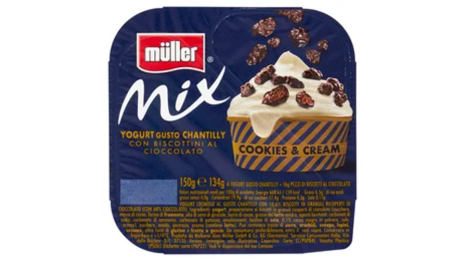 müller Mix Yogurt Gusto Chantilly con Biscottini al Cioccolato 150 g