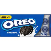 OREO Original Biscotti al Cacao Ripieni di Crema al Gusto Vaniglia 220g - 5 monoporzioni da 44g