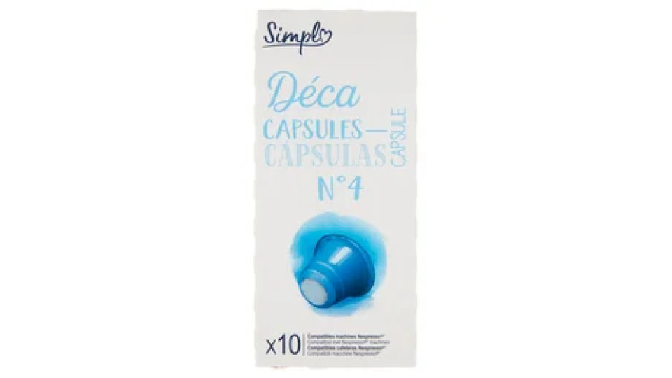 Simpl Déca Capsule N°4 Compatibili macchine Nespresso* 10 capsule 50 g