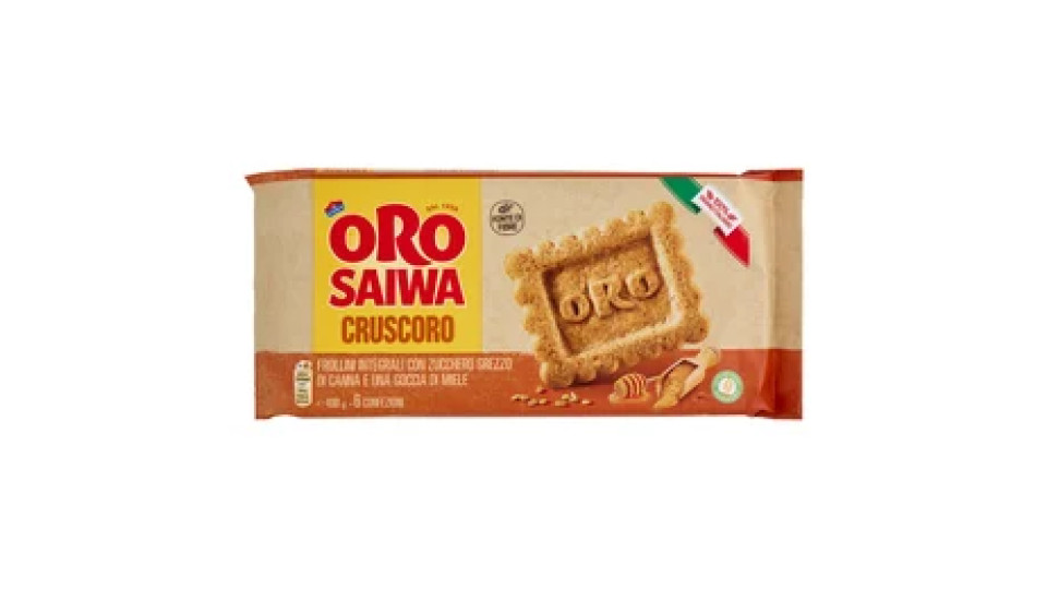 Oro Saiwa Cruscoro - frollini integrali con zucchero grezzo di canna e una goccia di miele - 400g