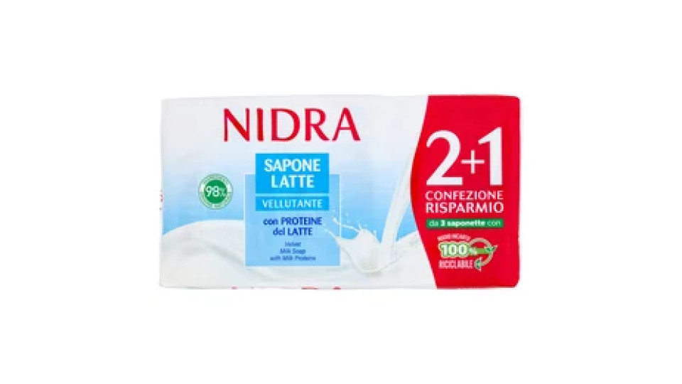 Nidra Sapone Latte Vellutante con Proteine del Latte 3 x 90 g