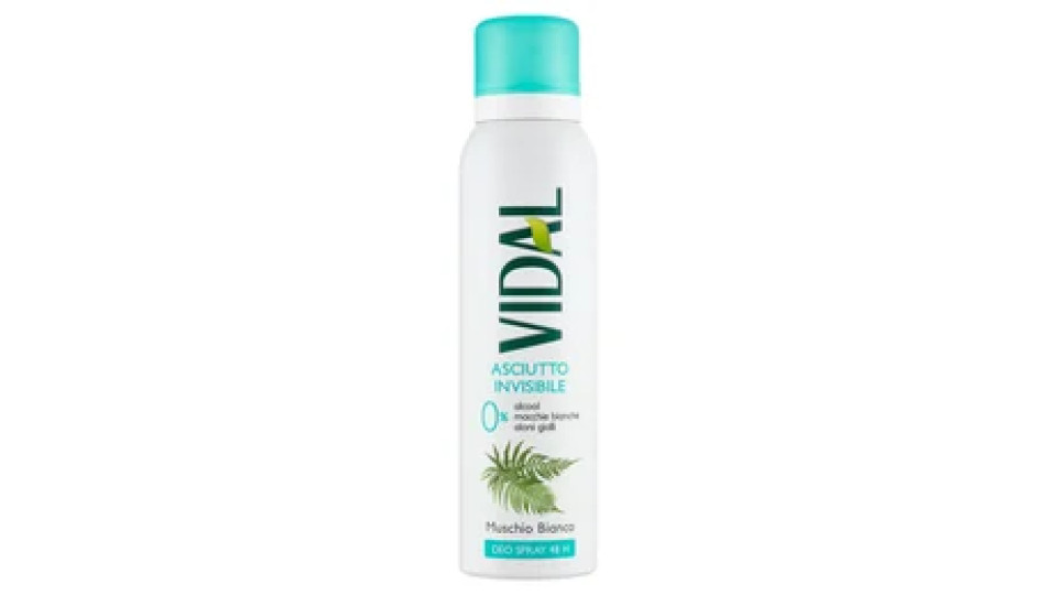 Vidal Asciutto Invisibile Muschio Bianco Deo Spray 48h 150 ml