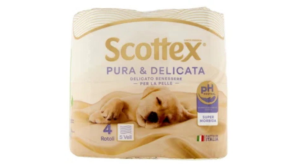 Scottex Pura & Delicata Carta Igienica Rotoli 5 Veli 4 pz