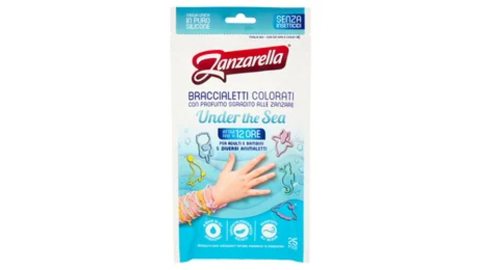 Zanzarella Braccialetti Colorati con Profumo Sgradito alla Zanzare Under the Sea 25 pz