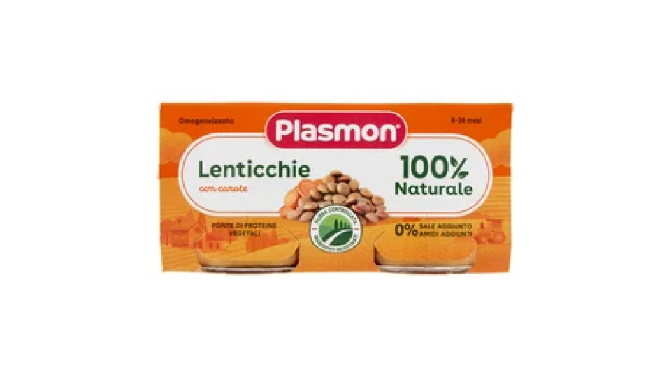 Plasmon Omogeneizzato Lenticchie con carote 2 x 80 g